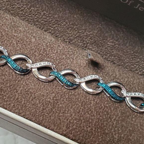 Sterling Blue White Diamond Infinity Bracelet - Picture 10 of 17